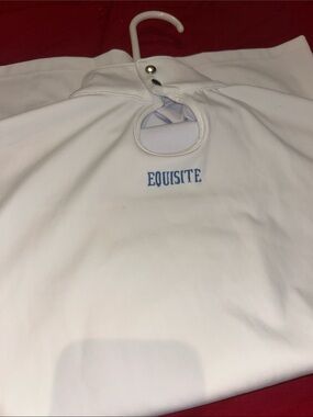 Equisite White Equestrian Top with Blue Logo